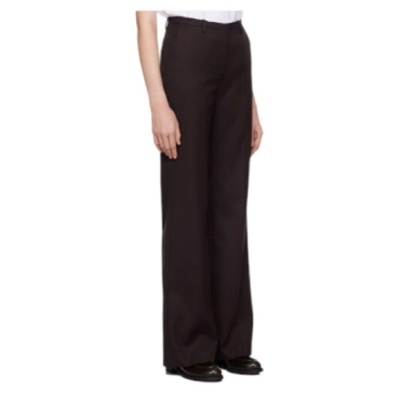 The Frankie Shop NWT Lyra Flared Pants Trousers High Rise Dark Plum Wool Blend - Picture 7 of 12